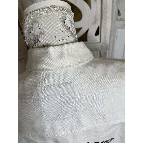 New! Last Heavy Mens XL Made in USA White Denim Jean Jacket ‘Teenage Wolf Pack’ - Picture 7 of 9